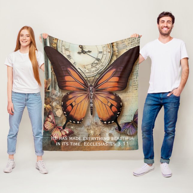 Butterfly Clock Fleece Blanket Ecclesiastes 3:11  (Beispiel)