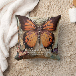 Butterfly Clock Throw Pillow Ecclesiastes 3:11  Kissen