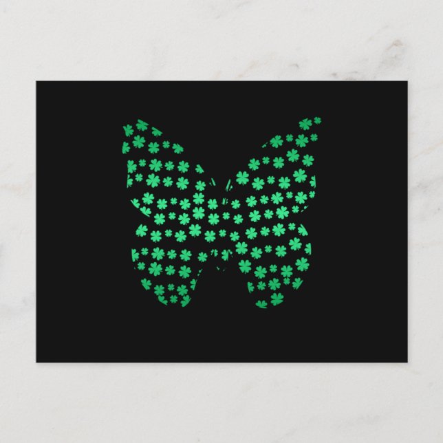 Butterfly Clover Irish St Patricks Day Kleeblatt Postkarte (Vorderseite)