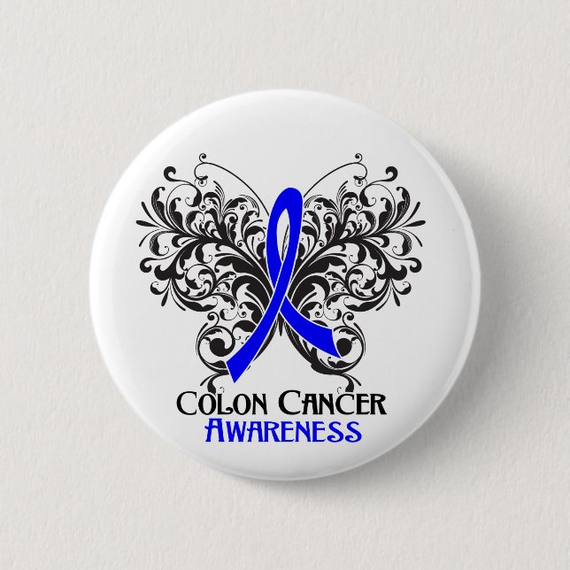 Butterfly Colon Cancer Awareness Button (Vorderseite)