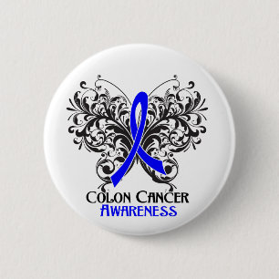 Butterfly Colon Cancer Awareness Button