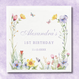 Butterfly Colorful Wildblume 1. Geburtstag Party Serviette