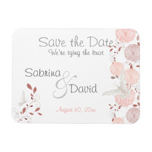 Butterfly Coral Chrysanthemas Save the Date Magnet