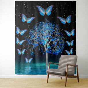 Butterfly Crystal Tree Tapestry Wandteppich