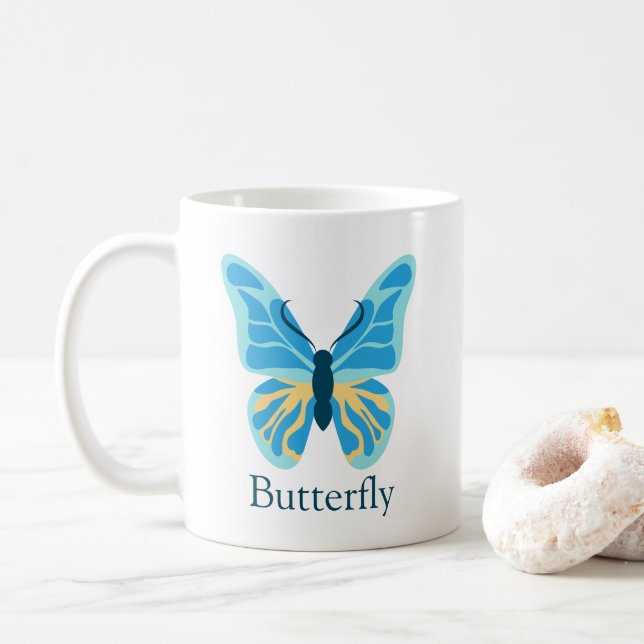 Butterfly Custom Color Graphic Personalisiert Name Kaffeetasse (Mit Donut)