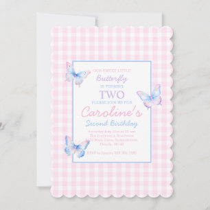Butterfly Custom Foto Zweiter Geburtstag Einladung