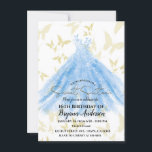 Butterfly Dance Blue Dress Gold Sweet 16 Party Inv Einladung<br><div class="desc">Anpassen für jedes Ereignis</div>
