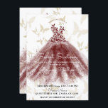 Butterfly Dance Burgundy Gold Dress Sweet 16 Party Einladung<br><div class="desc">Anpassen für jedes Ereignis</div>