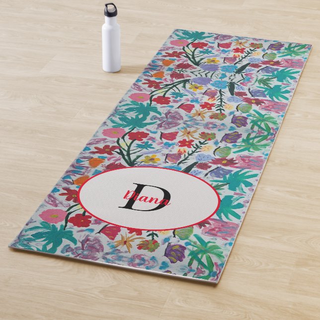 Butterfly Dance Floral Monogram Yogmatte Yogamatte (Beispiel)