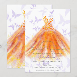 Butterfly Dance Lila Orange Dress Brautparty Einladung