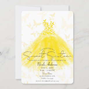 Butterfly Dance Yellow Dress Sweet 16 Party Einladung