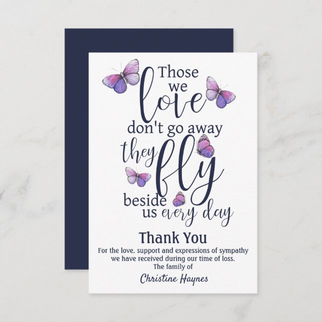 Butterfly Danke, dass du das Beileid beerdigt hast Dankeskarte (Vorne/Hinten)