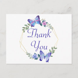 Butterfly danke Floral Wreath Blue Butterfly Postkarte