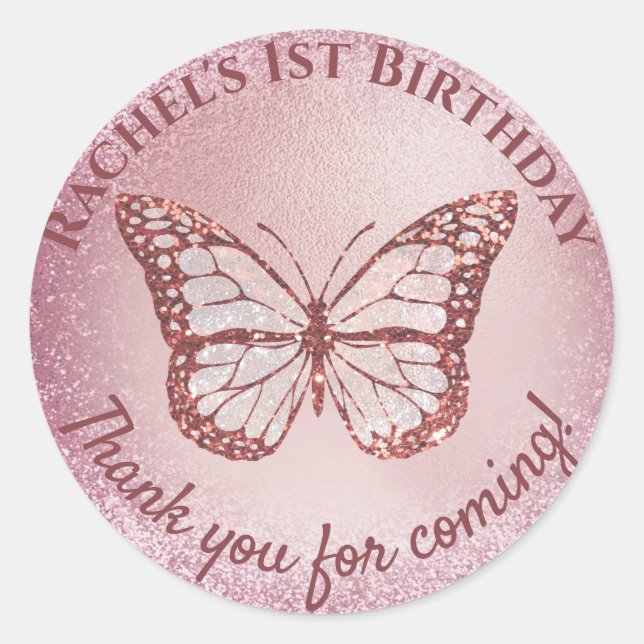 Butterfly danke für das Kommen Runder Aufkleber (Vorderseite)