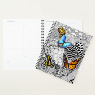 Butterfly Doodle Art Collage Planer