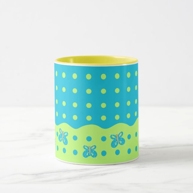 Butterfly & Dots Blue Green Tasse (Zentrum)