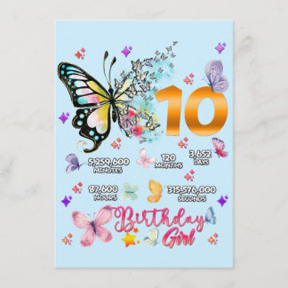 Butterfly Double Digits 10 Jahre alte Schmetterlin Begleitkarte