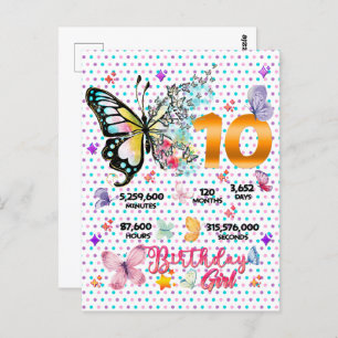 Butterfly Double Digits 10 Jahre alte Schmetterlin Postkarte