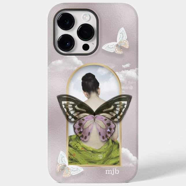 Butterfly Dream Fantasy Collage mit Monogramm Case-Mate iPhone Hülle (Rückseite)
