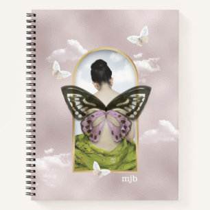 Butterfly Dream Fantasy Collage mit Monogramm Notizbuch