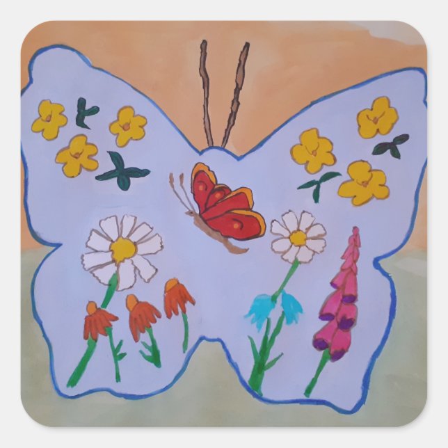 Butterfly Dreaming Quadratischer Aufkleber (Vorderseite)
