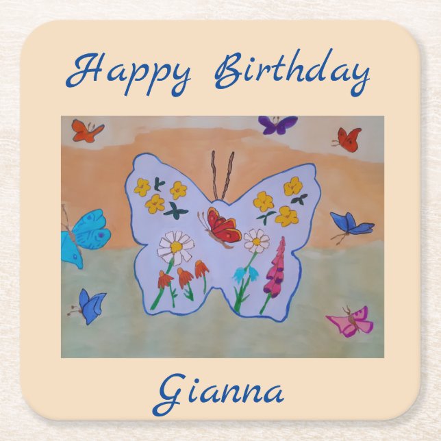 Butterfly Dreaming Rechteckiger Pappuntersetzer (Vorderseite)