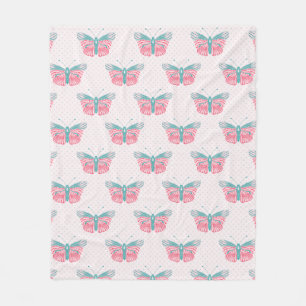 Butterfly Dreams Aquamarin Pink Girl Fleecedecke