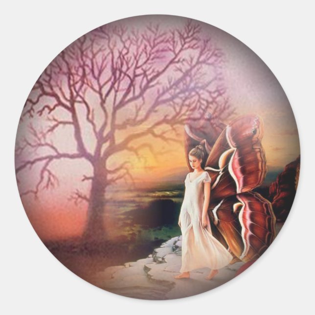 Butterfly Dreams Fade to Black Round Stickers (Vorderseite)