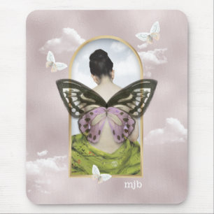 Butterfly Dreams Fantasy Collage mit Monogram Mousepad