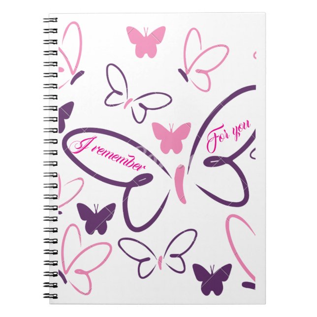 Butterfly Dreams Spiralnotebook - "Ich erinnere mi Notizblock (Vorderseite)