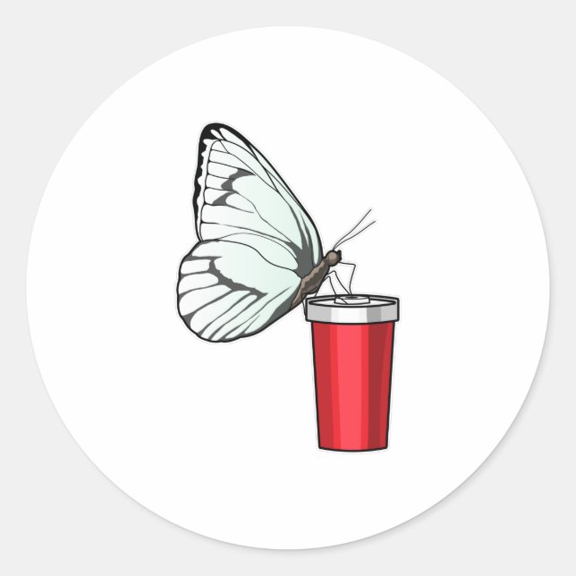 Butterfly Drink Tasse Runder Aufkleber (Vorderseite)