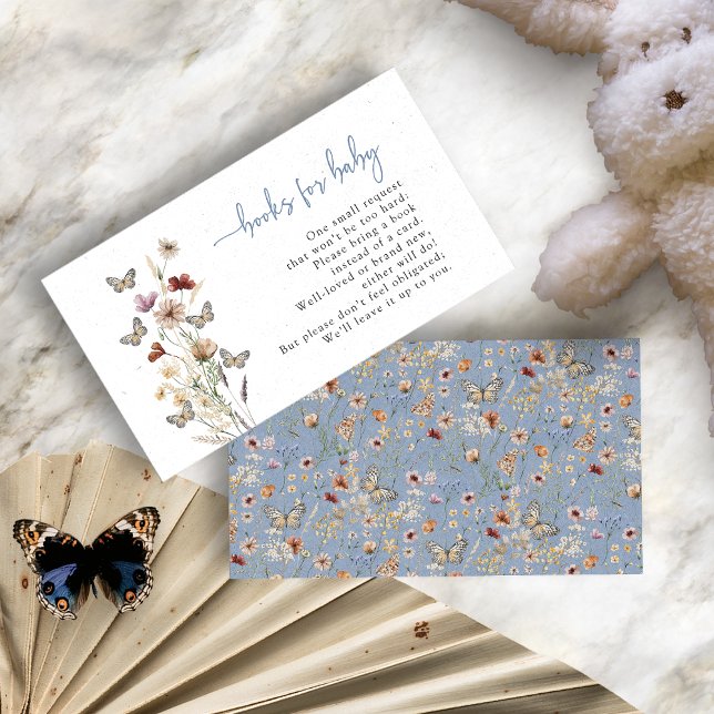 Butterfly Dusty Blue Books für Baby Begleitkarte (Butterfly Dusty Blue Floral Books For Baby Enclosure Card by Painted Paperie
)