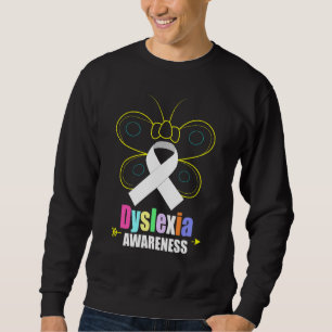 Butterfly Dyslexia Silver Ribbon Dyslexien Awarene Sweatshirt