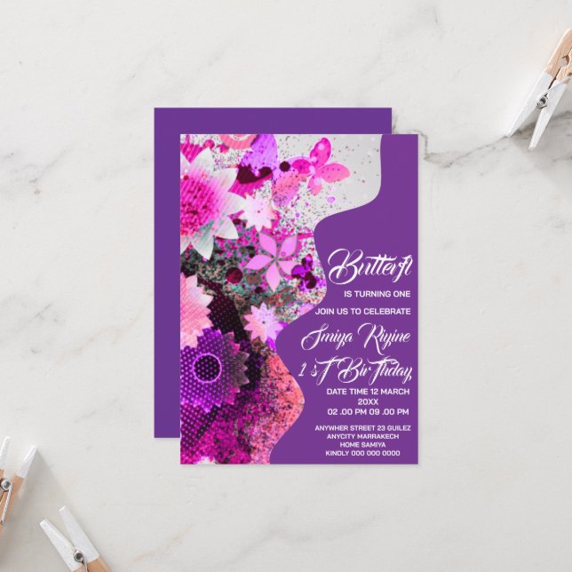 Butterfly Einladung Butterfly Geburtstag Einladung (Vorderseite/Rückseite Beispiel)