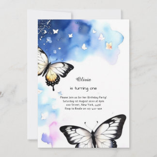 Butterfly Einladung zum ersten Geburtstag