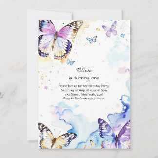 Butterfly Einladung zum ersten Geburtstag