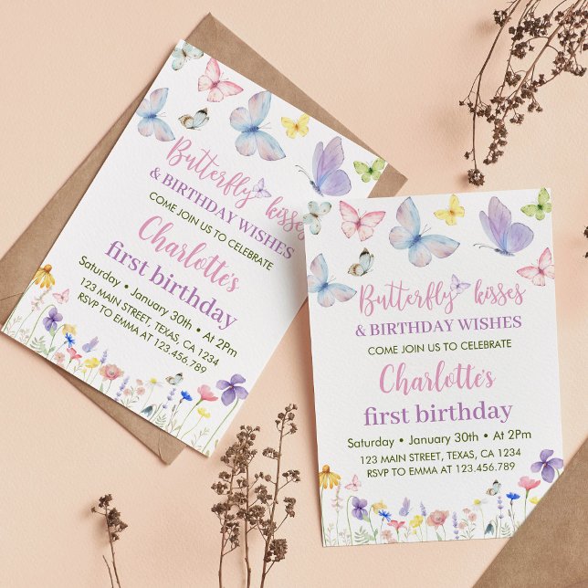 Butterfly Einladung zum ersten Geburtstag Wildblum (Von Creator hochgeladen)
