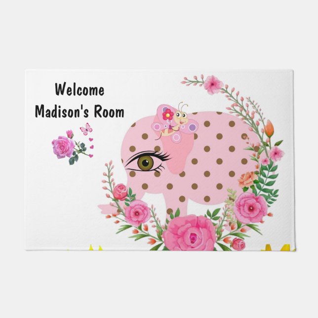 Butterfly Elephant Floral Door Mat Fußmatte (Vorderseite)