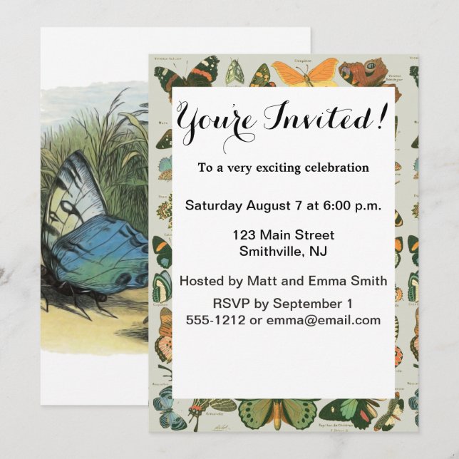 Butterfly Elf Artwork Niedlich Elves Schmetterling Einladung (Vorne/Hinten)