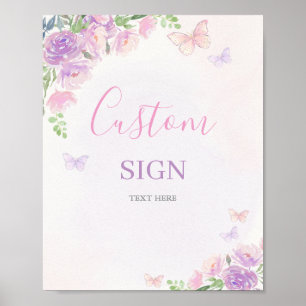 Butterfly Enchanted Baby Shower individuell angepa Poster