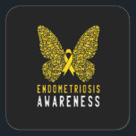 Butterfly-Endometriose-Aufklärung Monat Quadratischer Aufkleber<br><div class="desc">Endometriose-Bewusstsein Monat Enddatum Unterstützungsband</div>