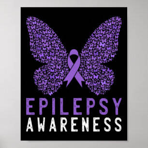 Butterfly Epilepsie Awareness Montag Lila Ribbon S Poster