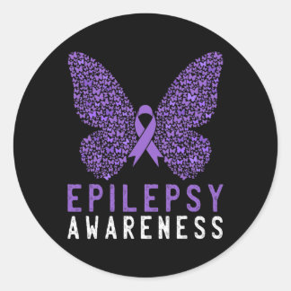 Butterfly Epilepsie Awareness Montag Lila Ribbon S Runder Aufkleber