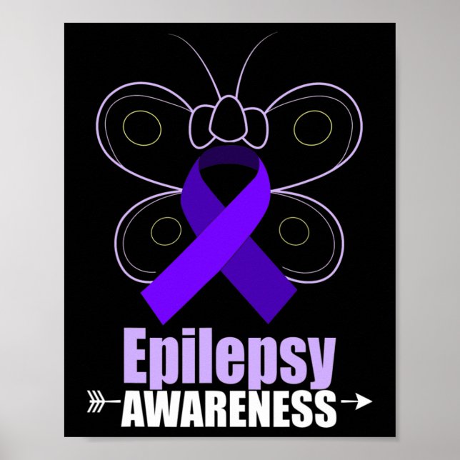 Butterfly Epilepsie Ribbon Epilepsy Disease Awaren Poster (Vorne)