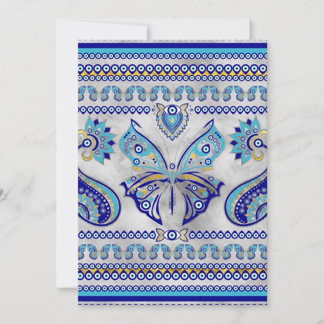 Butterfly Evil Eye Ornament Feiertagskarte (Vorderseite)