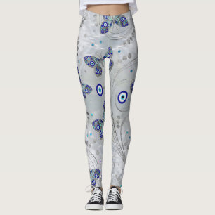 Butterfly Evil Eye Pattern auf Perle Leggings