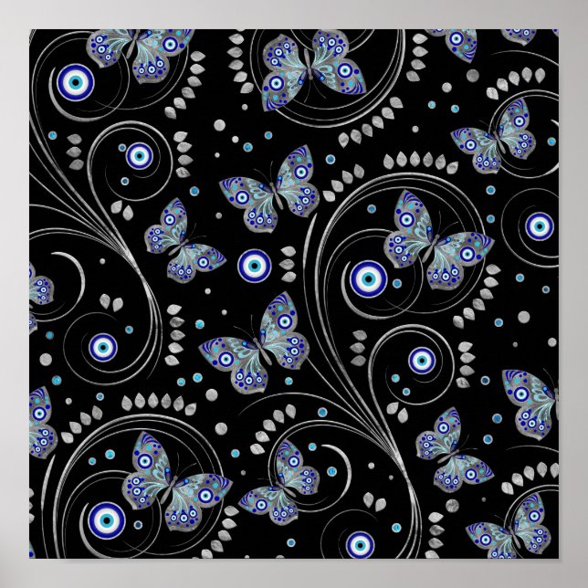 Butterfly Evil Eye Pattern Poster (Vorne)