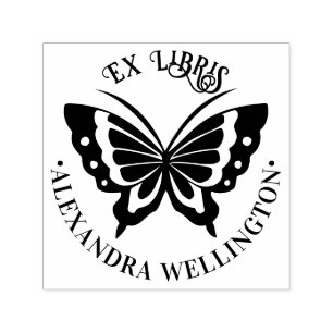 Butterfly Ex Libris Bibliothek Buch Name #1 Runde Permastempel
