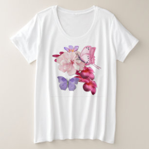 Butterfly Exotic Floral Große Größe T-Shirt