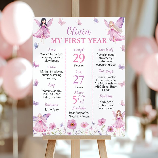 Butterfly Fairy Floral Garden Birthday Milestone Poster (Von Creator hochgeladen)